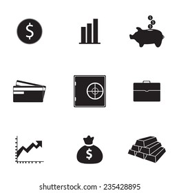 Vector bank icons set on white background