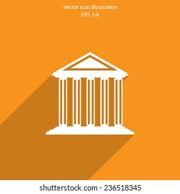 Vector bank, school, university building web icon. Eps 10.
