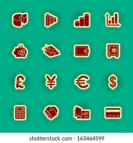 vector banking and financial icon set