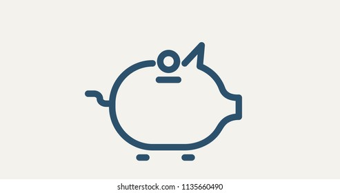 Vector banking pig with down money concept background