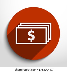 Vector banknotes with dollar sign icon. 