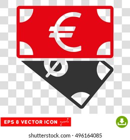 Vector Banknotes EPS vector icon. Illustration style is flat iconic bicolor intensive red and gray symbol on a transparent background.