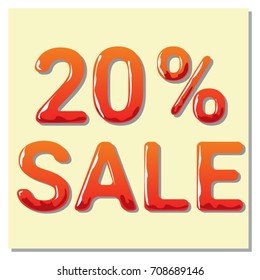 Vector banner "20% sale". Isolated tag. Price Discount Sticker. Sale Red Illustration. Discount Offer. Price Label.