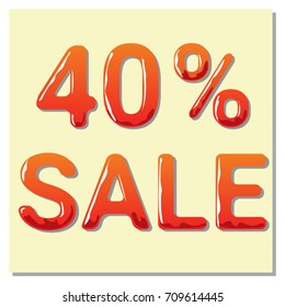 Vector banner "40% sale". Isolated tag. Price Discount Sticker. Sale Red Illustration. Discount Offer. Price Label.