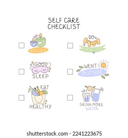 Vector banner 6 tips for good physical health. Info graphic icons. A checklist to achieve your daily goals.