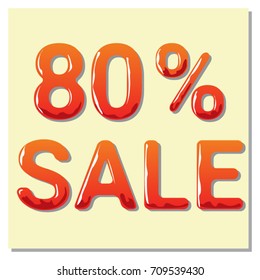 Vector banner "80% sale". Isolated tag. Price Discount Sticker. Sale Red Illustration. Discount Offer. Price Label.