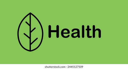 Vector banner about health on a green background. A leaf icon on a green background. Take care of your health. Vector banner. EPS 10 Graphic Design