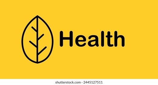 Vector banner about health on a yellow background. The leaf icon on a yellow background. Take care of your health. Vector banner. EPS 10 Graphic Design