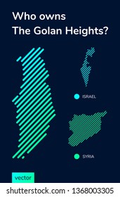 Vector banner about Israel and Syria political conflict about the golan heights