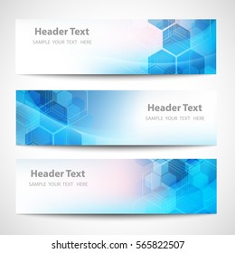 Vector Banner Abstract geometric background. Template brochure design. Blue hexagon shape