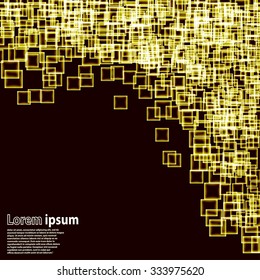 Vector banner with abstract gold neon shapes. Vector illustration