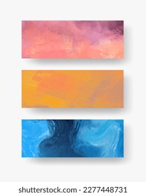 Vector banner abstract paints shapes collection isolated on white background. Hand drawn abstract color paint brush strokes set. Design elements.