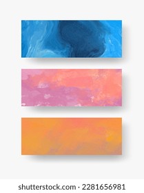 Vector banner abstract paints shapes collection isolated on white background. Hand drawn abstract color paint brush strokes set. Design elements.