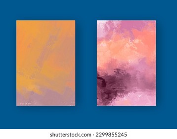 Vector banner abstract paints shapes collection isolated on color background. Hand drawn abstract color paint brush strokes set. Design elements.