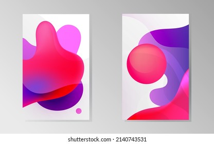 Banner vector con color púrpura abstracto y rosa sobre fondo gris