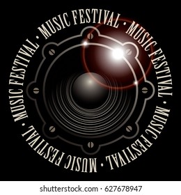 vector banner with a acoustic loudspeaker and the words music festival, written around