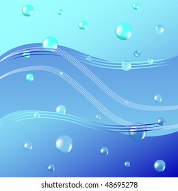 Vector banner air bubbles rising up from water