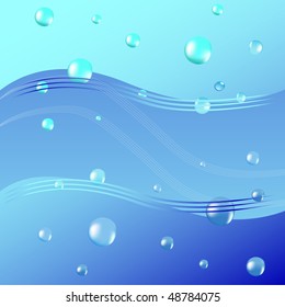Vector banner air bubbles rising up from water