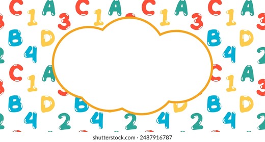 vector banner with alphabet and numbers. Back to school. Kindergarten welcome