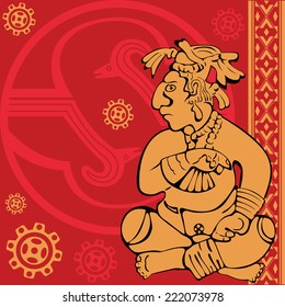 Vector of banner with ancient American ornaments