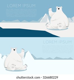 Vector banner with arctica and a polar bear