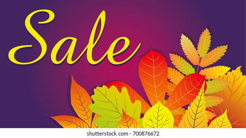 Vector banner with autumn leaves