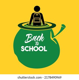 vector banner back to school apple