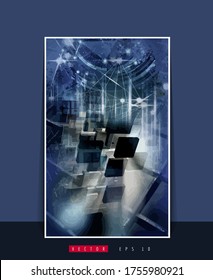 Vector banner background of 3D rendering abstract technology digital hi tech concept 