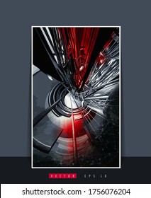 Vector banner background of 3D rendering abstract technology digital hi tech concept 