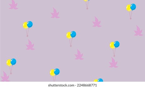 vector for banner background or web background with balloon and tropical leaf elements in gray or light blue base color