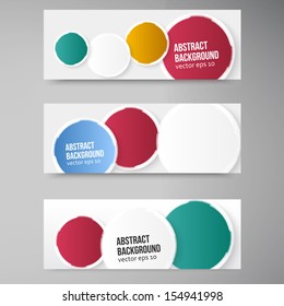 Vector banner background. White circle and set