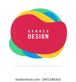 Vector banner, badge with geometric liquid forms. Modern design isolated on white background. Dynamic fluid shapes. Minimal creative design with space for text. Flat vector illustration