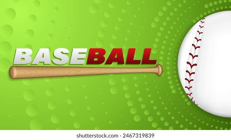 Vector banner for Baseball game, ball and bat concept abstract sport background, vector illustration