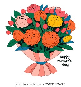 Vector banner with beautiful flowers framed for mother's day