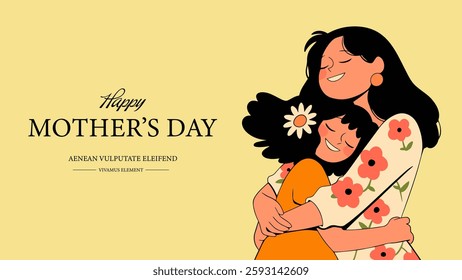 Vector banner with beautiful flowers framed for mother's day
