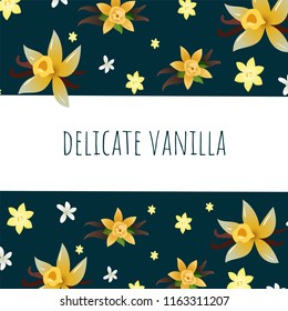 Vector banner. beautiful vanilla flowers  on  background