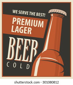 vector banner with beer bottle in retro style