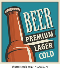 vector banner with beer bottle in retro style