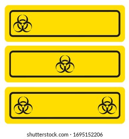 Vector banner with biahazard sign. COVID-19 vector medecine illustration.