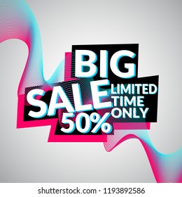 Vector banner big final sales, for seasonal sales. Bright illustration in modern style with dynamic waves of dots for your design on a light background.
