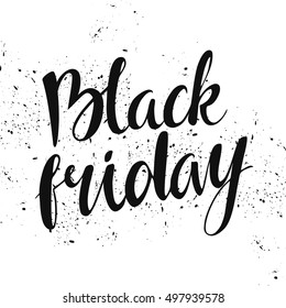 Vector banner. Black Friday. Night sales. Handmade lettering, calligraphy.