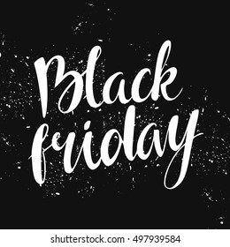Vector banner. Black Friday. Night sales. Handmade lettering, calligraphy.