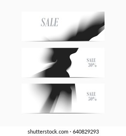 Vector banner black smooth blurry texture background. Abstract nebulous  element.