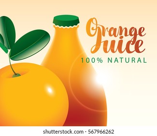 vector banner with bottle orange juice