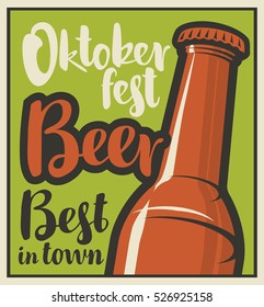 vector banner with bottles of beer in retro style