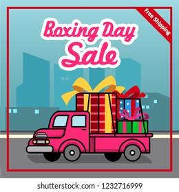 Vector banner for boxing day promotion free shipping offer.