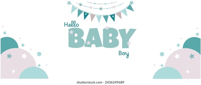 vector banner for a boy's birthday with stars and garlands


