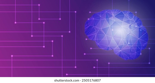 Vector Anuncio con inteligencia artificial, circuitos y datos tecnológicos. Antecedentes Abstractas.