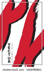 Vector banner brush strokes with a dry brush paint red. Template for printing the cover. Abstract illustration of ink spots