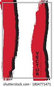 Vector banner brush strokes with a dry brush paint red. Template for printing the cover. Abstract illustration of ink spots